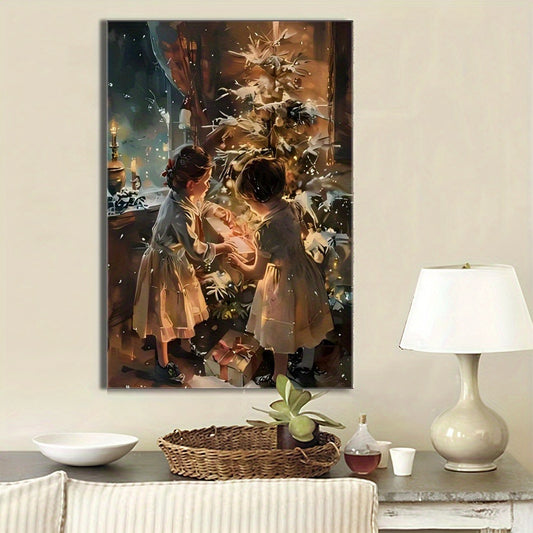 Premium Pine-Framed Holiday Canvas Art – Festive Wall Decor