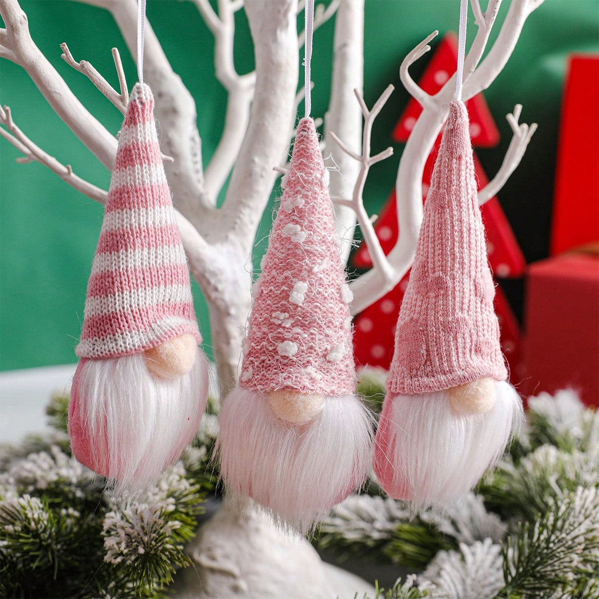 12-Piece Swedish Tomte Gnome Ornament Set – Plush Holiday Decorations