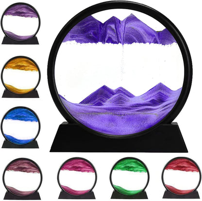 3D Deep Sea Moving Sand Art – Round Glass Liquid Motion Display