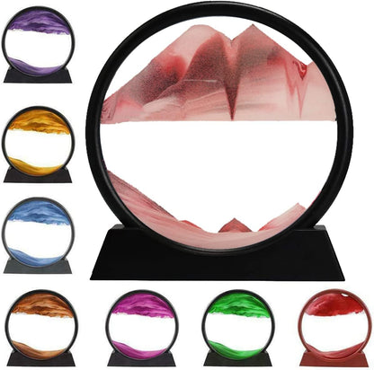 3D Deep Sea Moving Sand Art – Round Glass Liquid Motion Display
