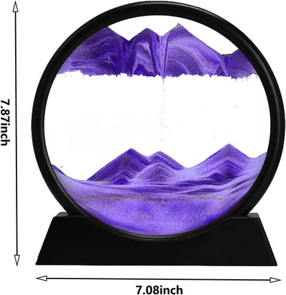 3D Deep Sea Moving Sand Art – Round Glass Liquid Motion Display