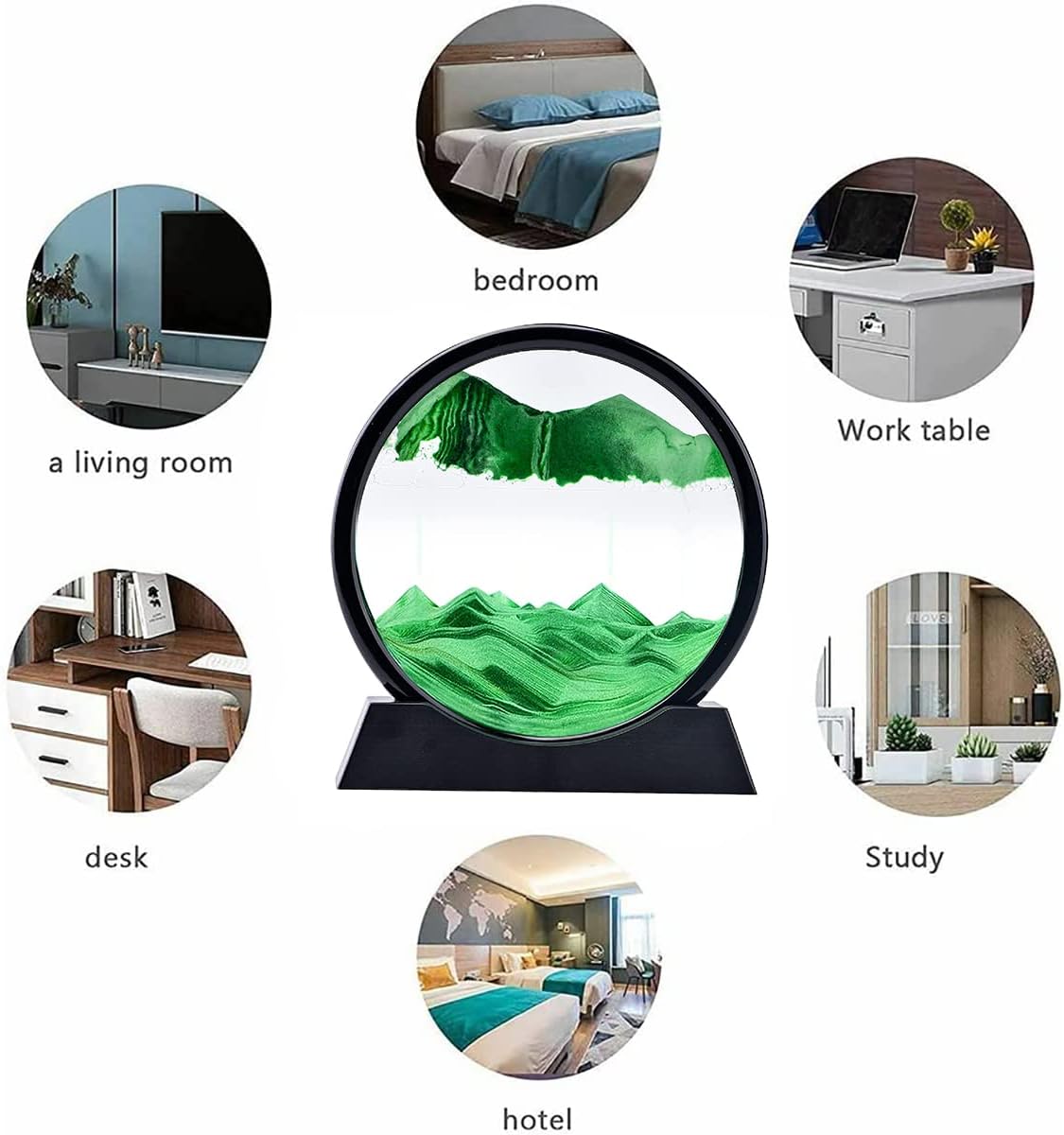 3D Deep Sea Moving Sand Art – Round Glass Liquid Motion Display