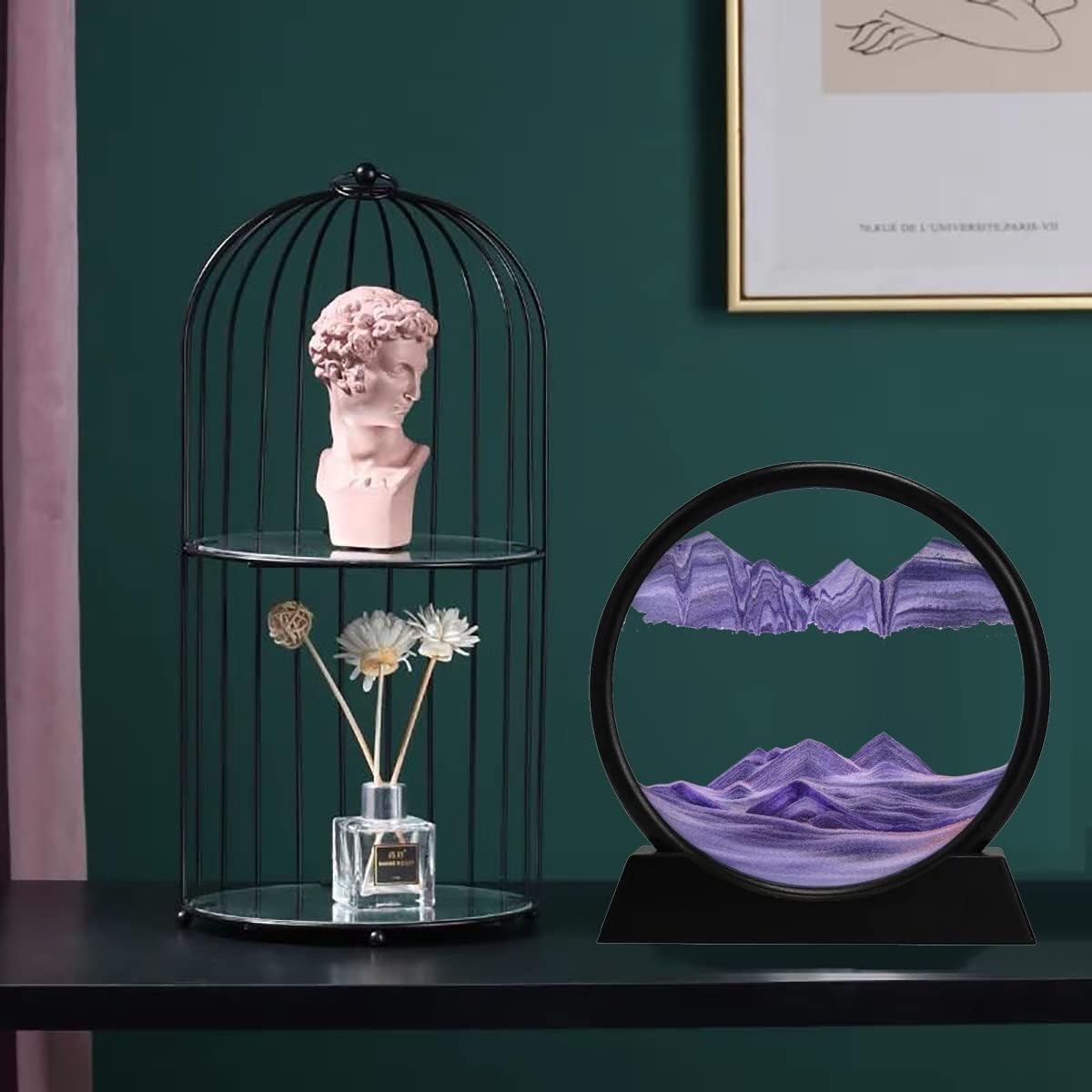 3D Deep Sea Moving Sand Art – Round Glass Liquid Motion Display