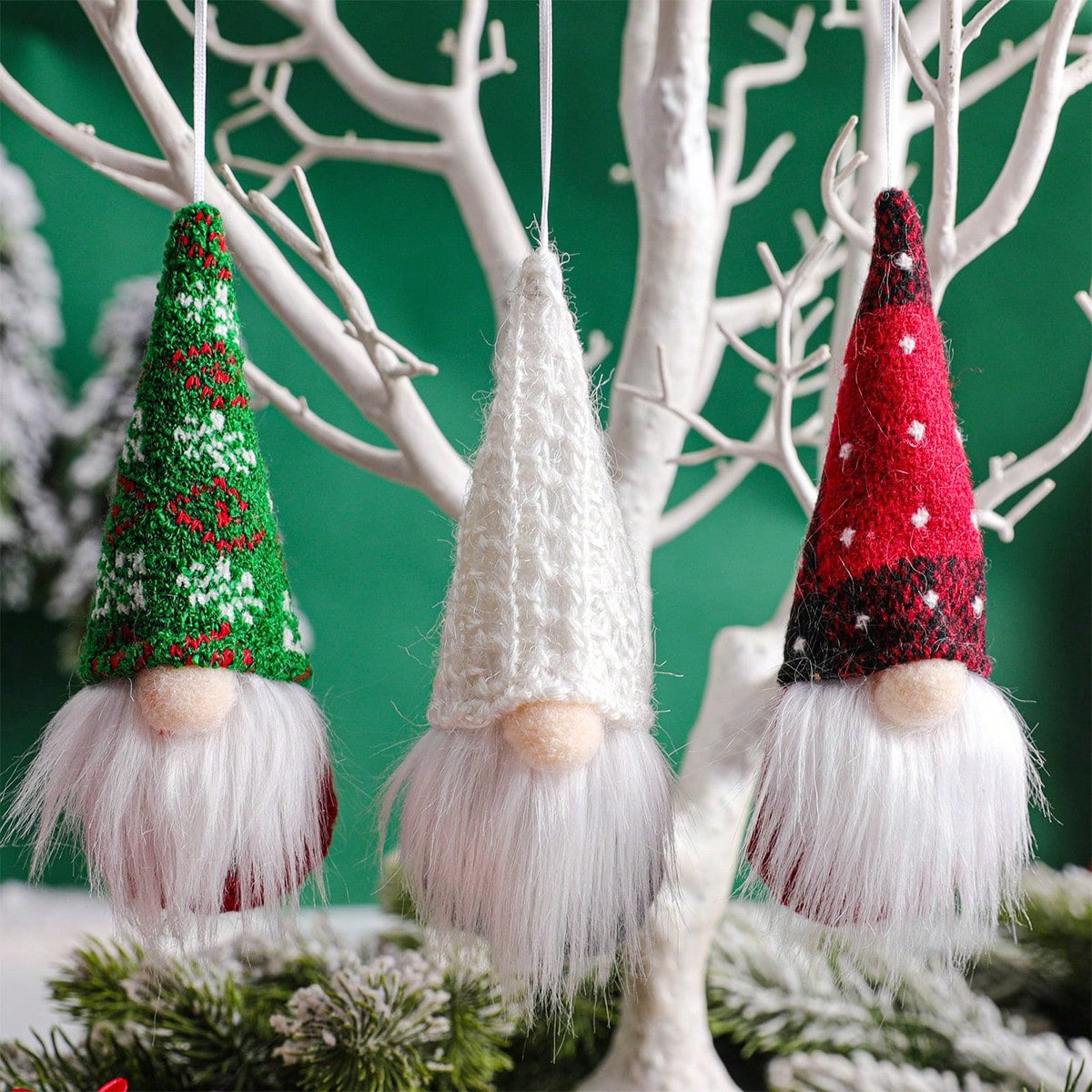 12-Piece Swedish Tomte Gnome Ornament Set – Plush Holiday Decorations