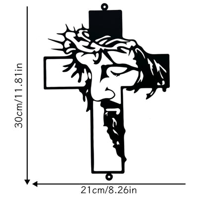 Metal Cross Sign Wall Art Weatherproof Powder-Coated Wrought Iron Cross