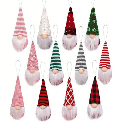 12-Piece Swedish Tomte Gnome Ornament Set – Plush Holiday Decorations