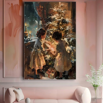 Premium Pine-Framed Holiday Canvas Art – Festive Wall Decor