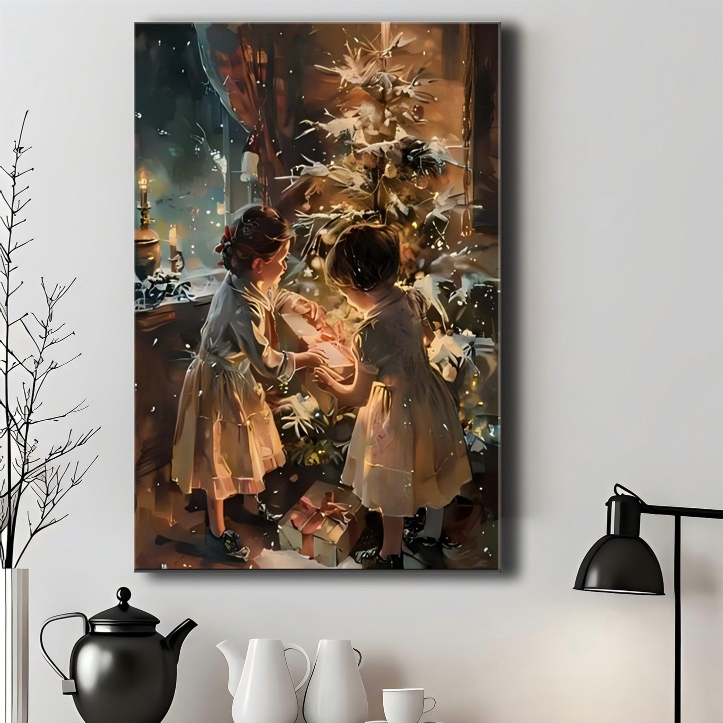 Premium Pine-Framed Holiday Canvas Art – Festive Wall Decor